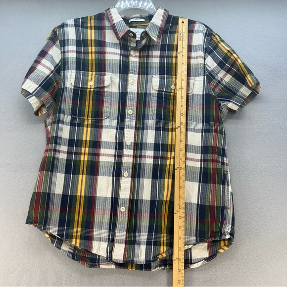 Lucky Brand Men’s XL Seersucker Yellow Red Blue Men’s button down short sleeve - Picture 9 of 9